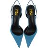 imageFSJ Women Sexy Pointed Toe DOrsay High Heel Slingback Pumps Sandals Cutout Strappy Stiletto Slip On Formal Shoes Size 415 USPeacockblue Satin