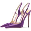 imageFSJ Women Sexy Pointed Toe DOrsay High Heel Slingback Pumps Sandals Cutout Strappy Stiletto Slip On Formal Shoes Size 415 USPurple