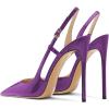 imageFSJ Women Sexy Pointed Toe DOrsay High Heel Slingback Pumps Sandals Cutout Strappy Stiletto Slip On Formal Shoes Size 415 USPurple