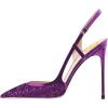 imageFSJ Women Sexy Pointed Toe DOrsay High Heel Slingback Pumps Sandals Cutout Strappy Stiletto Slip On Formal Shoes Size 415 USPurple Glitter