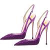 imageFSJ Women Sexy Pointed Toe DOrsay High Heel Slingback Pumps Sandals Cutout Strappy Stiletto Slip On Formal Shoes Size 415 USPurple Glitter