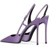 imageFSJ Women Sexy Pointed Toe DOrsay High Heel Slingback Pumps Sandals Cutout Strappy Stiletto Slip On Formal Shoes Size 415 USPurple Satin