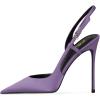 imageFSJ Women Sexy Pointed Toe DOrsay High Heel Slingback Pumps Sandals Cutout Strappy Stiletto Slip On Formal Shoes Size 415 USPurple Satin