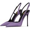 imageFSJ Women Sexy Pointed Toe DOrsay High Heel Slingback Pumps Sandals Cutout Strappy Stiletto Slip On Formal Shoes Size 415 USPurple Satin