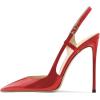 imageFSJ Women Sexy Pointed Toe DOrsay High Heel Slingback Pumps Sandals Cutout Strappy Stiletto Slip On Formal Shoes Size 415 USRed