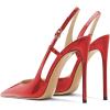imageFSJ Women Sexy Pointed Toe DOrsay High Heel Slingback Pumps Sandals Cutout Strappy Stiletto Slip On Formal Shoes Size 415 USRed