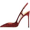 imageFSJ Women Sexy Pointed Toe DOrsay High Heel Slingback Pumps Sandals Cutout Strappy Stiletto Slip On Formal Shoes Size 415 USRed Glitter