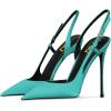 imageFSJ Women Sexy Pointed Toe DOrsay High Heel Slingback Pumps Sandals Cutout Strappy Stiletto Slip On Formal Shoes Size 415 USSeablue Satin
