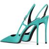 imageFSJ Women Sexy Pointed Toe DOrsay High Heel Slingback Pumps Sandals Cutout Strappy Stiletto Slip On Formal Shoes Size 415 USSeablue Satin