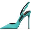 imageFSJ Women Sexy Pointed Toe DOrsay High Heel Slingback Pumps Sandals Cutout Strappy Stiletto Slip On Formal Shoes Size 415 USSeablue Satin