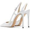 imageFSJ Women Sexy Pointed Toe DOrsay High Heel Slingback Pumps Sandals Cutout Strappy Stiletto Slip On Formal Shoes Size 415 USWhite