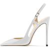 imageFSJ Women Sexy Pointed Toe DOrsay High Heel Slingback Pumps Sandals Cutout Strappy Stiletto Slip On Formal Shoes Size 415 USWhite