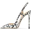 imageFSJ Women Sexy Pointed Toe DOrsay High Heel Slingback Pumps Sandals Cutout Strappy Stiletto Slip On Formal Shoes Size 415 USWhite Tiger Stripes