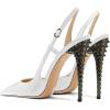 imageFSJ Women Sexy Pointed Toe DOrsay High Heel Slingback Pumps Sandals Cutout Strappy Stiletto Slip On Formal Shoes Size 415 USWhitespike