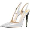 imageFSJ Women Sexy Pointed Toe DOrsay High Heel Slingback Pumps Sandals Cutout Strappy Stiletto Slip On Formal Shoes Size 415 USWhitespike