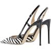 imageFSJ Women Sexy Pointed Toe DOrsay High Heel Slingback Pumps Sandals Cutout Strappy Stiletto Slip On Formal Shoes Size 415 USZebra Print