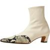 imageFSJ Women Low Chunky Heel Ankle Boots Square Toe Side Zipper Soft Stretch Sock Booties Comfy Casual Party Shoes Size 416 USBeige Snakeskin