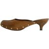 imageFSJ Women Retro Round Closed Toe Mules Wooden Kitten Heel Trendy Studded Slide Sandals Vintage Dressy Pumps Shoes Size 416 USTan
