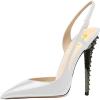 imageFSJ Women Sexy Pointed Toe DOrsay High Heel Slingback Pumps Sandals Cutout Strappy Stiletto Slip On Formal Shoes Size 415 USWhitespike