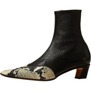imageFSJ Women Low Chunky Heel Ankle Boots Square Toe Side Zipper Soft Stretch Sock Booties Comfy Casual Party Shoes Size 416 USBlack Snakeskin