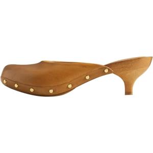 imageFSJ Women Retro Round Closed Toe Mules Wooden Kitten Heel Trendy Studded Slide Sandals Vintage Dressy Pumps Shoes Size 416 USPeru