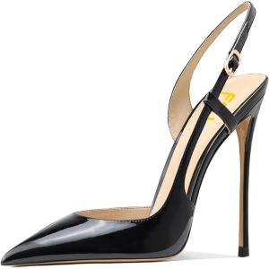 imageFSJ Women Sexy Pointed Toe DOrsay High Heel Slingback Pumps Sandals Cutout Strappy Stiletto Slip On Formal Shoes Size 415 USBlack