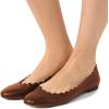 imageFSJ Women Cute Dress Pump Shoes Scalloping Round Toe Suede Ballet Flats for Comfort Flat Shoes Size 415 USBronze