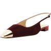 imageFSJ Women Slingback Flats Square Closed Toe Shiny Two Toned Flats Sandals Slip On Block Low Heel Comfort Office Work Date Fashion Dressy Shoes Size 416 USRed