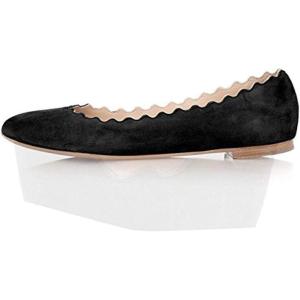 imageFSJ Women Cute Dress Pump Shoes Scalloping Round Toe Suede Ballet Flats for Comfort Flat Shoes Size 415 USBlack