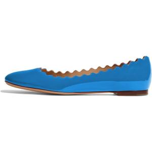 imageFSJ Women Cute Dress Pump Shoes Scalloping Round Toe Suede Ballet Flats for Comfort Flat Shoes Size 415 USBlue