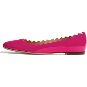 imageFSJ Women Cute Dress Pump Shoes Scalloping Round Toe Suede Ballet Flats for Comfort Flat Shoes Size 415 USFuchsia
