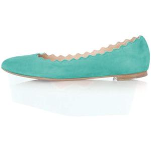 imageFSJ Women Cute Dress Pump Shoes Scalloping Round Toe Suede Ballet Flats for Comfort Flat Shoes Size 415 USMacaron Blue