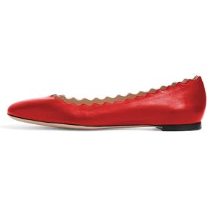 imageFSJ Women Cute Dress Pump Shoes Scalloping Round Toe Suede Ballet Flats for Comfort Flat Shoes Size 415 USRedmatte