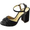imageFSJ Women Velvet Heeled Sandals Ankle Strap High Block Open Toe Dress Pumps Chunky Heel Double Knot Bridal Wedding Dress Shoes Size 416 USBlack