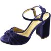 imageFSJ Women Velvet Heeled Sandals Ankle Strap High Block Open Toe Dress Pumps Chunky Heel Double Knot Bridal Wedding Dress Shoes Size 416 USBlue