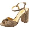 imageFSJ Women Velvet Heeled Sandals Ankle Strap High Block Open Toe Dress Pumps Chunky Heel Double Knot Bridal Wedding Dress Shoes Size 416 USBrown