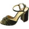 imageFSJ Women Velvet Heeled Sandals Ankle Strap High Block Open Toe Dress Pumps Chunky Heel Double Knot Bridal Wedding Dress Shoes Size 416 USOlive Green