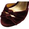 imageFSJ Women Velvet Heeled Sandals Ankle Strap High Block Open Toe Dress Pumps Chunky Heel Double Knot Bridal Wedding Dress Shoes Size 416 USWine Red