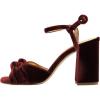 imageFSJ Women Velvet Heeled Sandals Ankle Strap High Block Open Toe Dress Pumps Chunky Heel Double Knot Bridal Wedding Dress Shoes Size 416 USWine Red