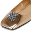imageFSJ Women Ballet Flats Square Toe Ankle Strap Low Heel Flats with Rhinestone Flower Comfortable Casual Dress Shoes Size 415 US