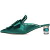 imageFSJ Women Retro Crystal Rhinestone Heeled Mules Pointed Toe Bows Slide Sandals Backless Emerald Bridal Wedding Dress Shoes Size 415 US