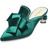 imageFSJ Women Retro Crystal Rhinestone Heeled Mules Pointed Toe Bows Slide Sandals Backless Emerald Bridal Wedding Dress Shoes Size 415 US