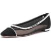 imageFSJ Women Stylish Rhinestone Ballet Flats Sexy Mesh Cute Almond Toe Comfort Slip On Evening Prom Party Dress Shoes Size 415 US