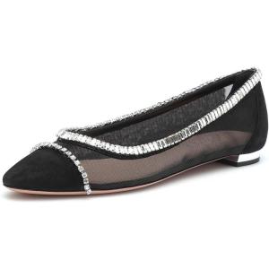 imageFSJ Women Stylish Rhinestone Ballet Flats Sexy Mesh Cute Almond Toe Comfort Slip On Evening Prom Party Dress Shoes Size 415 US