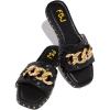 imageFSJ Women Sexy Square Open Toe Comfortable Flat Thick Sole Cushion Sandals Fashion Gold Chain Style Slip On Slides Checkered Strap Studded Daily Ladies Summer Shoes Size 415 US