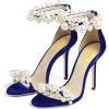 imageFSJ Women Fashion Dressy High Heel Stiletto Open Toe Pump Sandal Full Pearls Ankle Strap Back Zipper Party Wedding Shoes Size 415 US