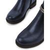 imageFSJ Women Fashion Round Toe Ankle Boots Block Chunky Low Heel Bootie Rhinestone Chain Side Zipper Casual Walking Shoes Size 415 USBlue