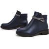 imageFSJ Women Fashion Round Toe Ankle Boots Block Chunky Low Heel Bootie Rhinestone Chain Side Zipper Casual Walking Shoes Size 415 USBlue