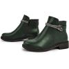 imageFSJ Women Fashion Round Toe Ankle Boots Block Chunky Low Heel Bootie Rhinestone Chain Side Zipper Casual Walking Shoes Size 415 USGreen