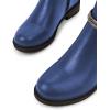 imageFSJ Women Fashion Round Toe Ankle Boots Block Chunky Low Heel Bootie Rhinestone Chain Side Zipper Casual Walking Shoes Size 415 USNavy Blue